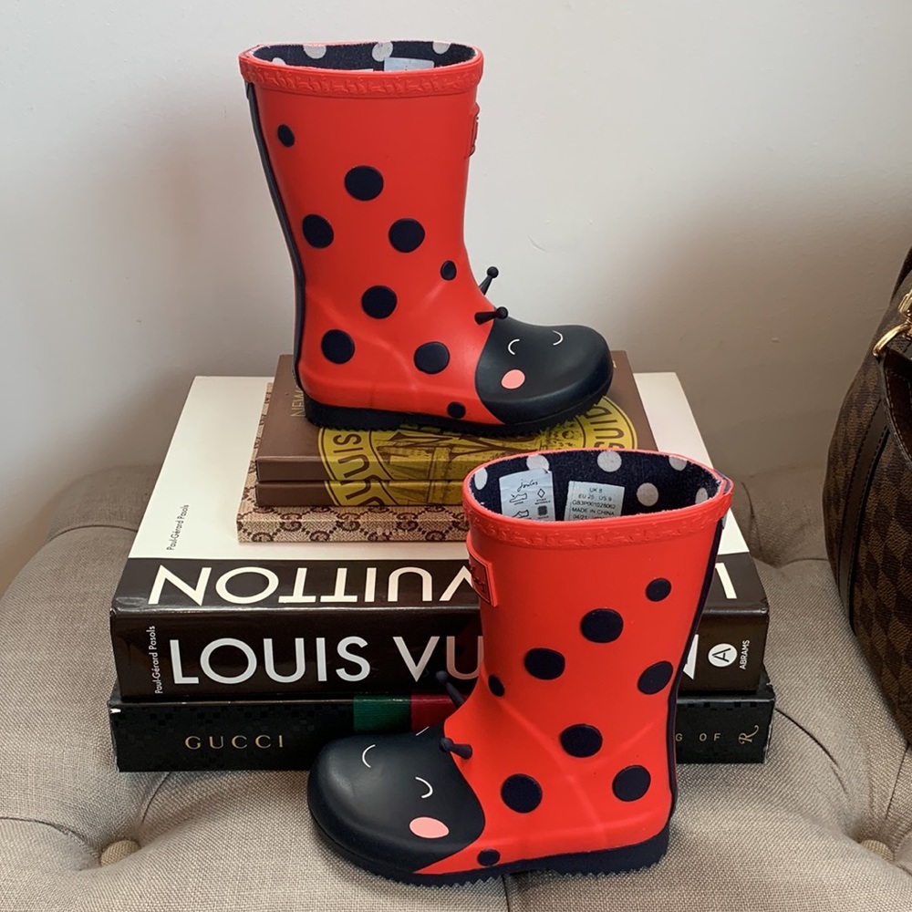 ❗️PRICE FIRM! Joules Roll Up Flexible Printed Rain Boots Red Lady Bug US Kids 9_2
